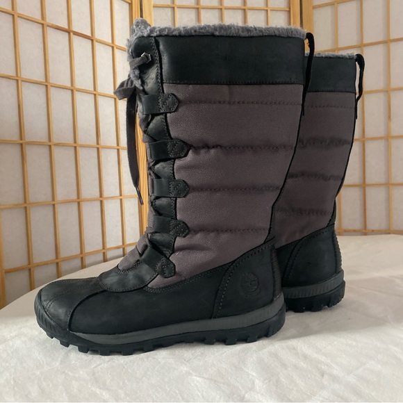 Timberland Primaloft Women's Black Leather and Gray Winter Boots - Picture 6 of 14